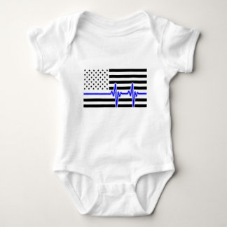 Back The Blue Heartbeat American Flag Baby Bodysuit