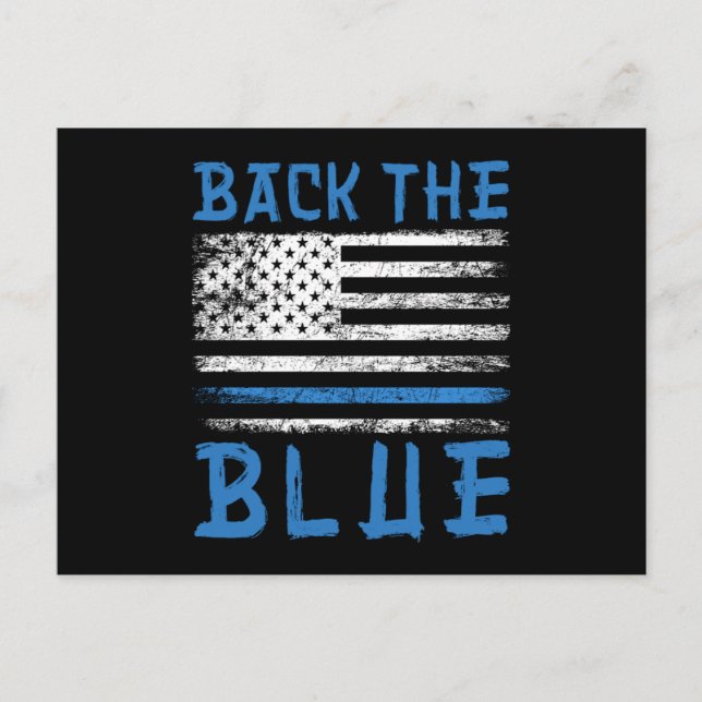 Back The Blue Police USA Flag Policeman Officer Gi Postcard (Front)