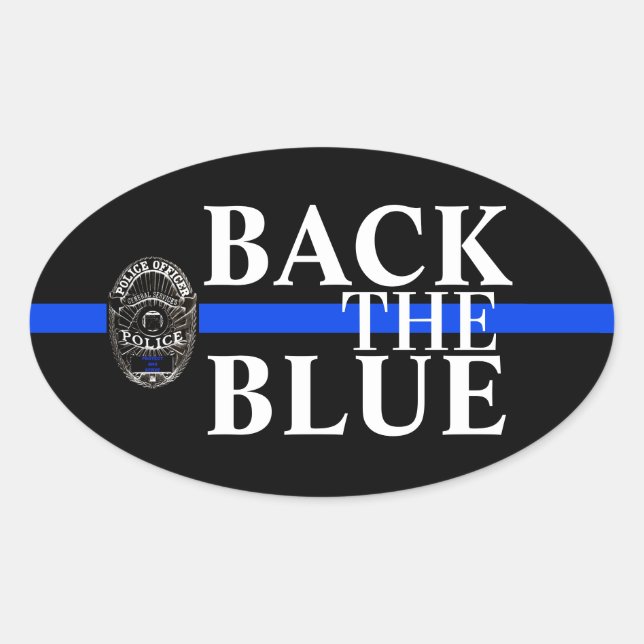 BACK THE BLUE SUPPORT POLICE BUMPER STICKER (Front)