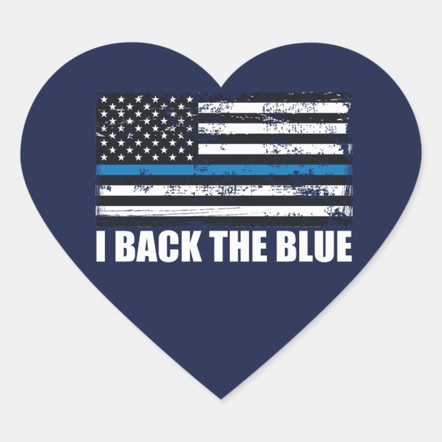 Back the Blue Thin blue line USA Flag MAGA HEART Sticker (Front)