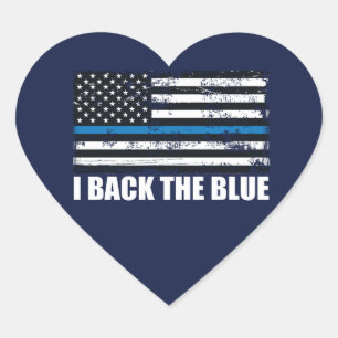 Back the Blue Thin blue line USA Flag MAGA HEART Sticker