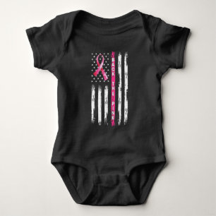 Back The Pink Ribbon Flag Breast Cancer Awareness  Baby Bodysuit