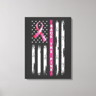 Back The Pink Ribbon Flag Breast Cancer Awareness  Canvas Print