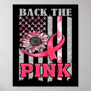 Back The Pink Ribbon Flag Breast Cancer Awareness Poster