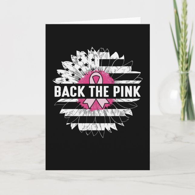 Back The Pink Sunflower Breast Cancer Awareness Card (Front)