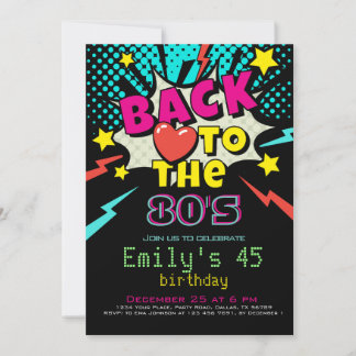 Back to 80’s, Birthday Party Invitation