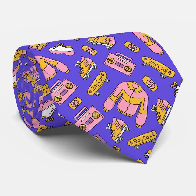 Back to 90s Funny Y2K Colourful Neck Tie (Rolled)