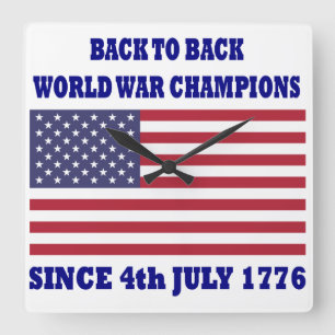 back to back world war champions square wall clock
