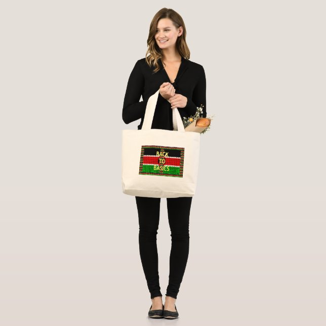 Back to Basics: Kenya Flag Themed Weaving Culture Large Tote Bag (Front (Model))