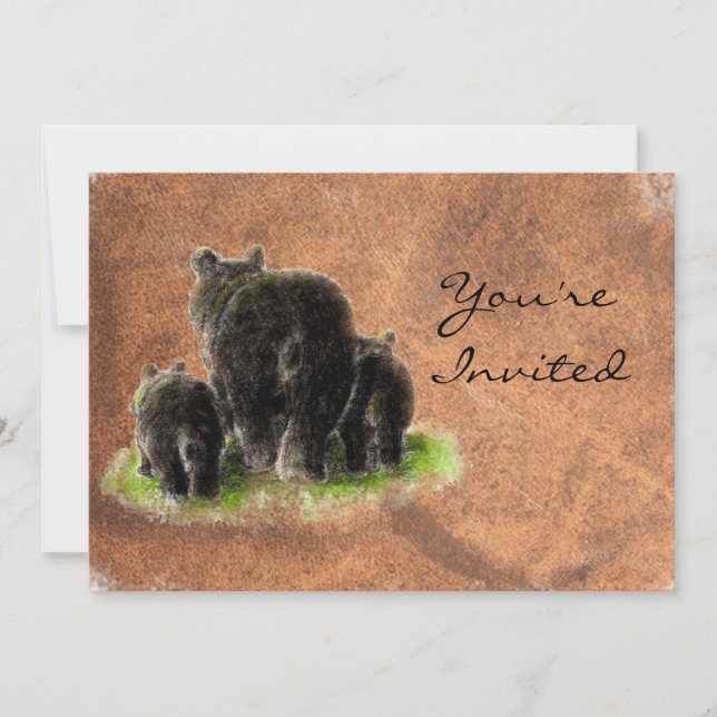 Back to Nature Black Bears Animal Birthday Invite (Front)