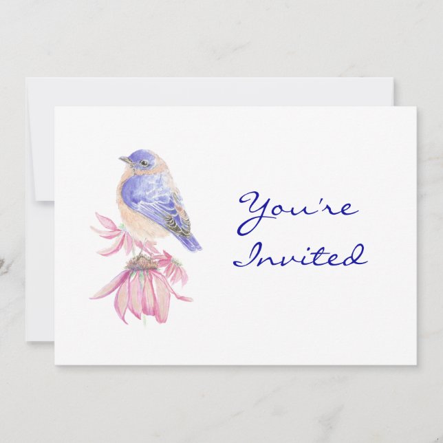 Back to Nature, Bluebird, Bird , Birthday Party Invitation (Front)