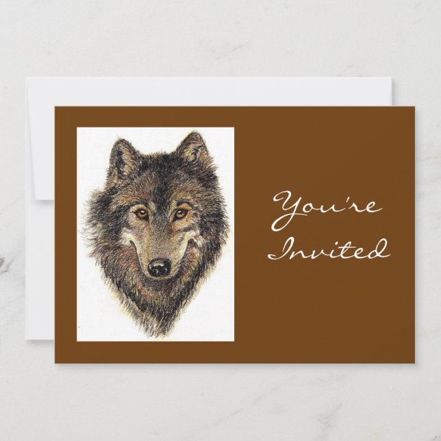 Back to Nature, Wolf, Animal Birthday Invite (Front)