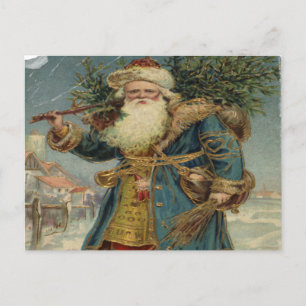 Back to Old Art.. Snowy Christmas with Santa Claus Postcard