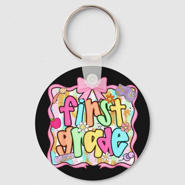 Back to school 1st grade first grade preppy keychain (Front)