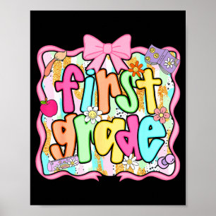 Back to school 1st grade first grade preppy poster