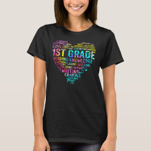 Back To School 1st Grade Team Tie Dye Heart Teache T-Shirt