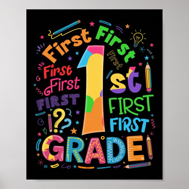 Back To School 1st Grade Team Typography Student T Poster (Front)