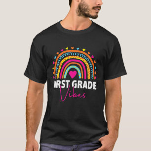 Back To School 1St Grade Vibes Rainbow Leopard Tea T-Shirt