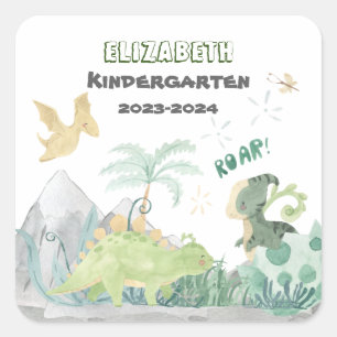 Back To School 2023 Personalized Cute Dinosaur Square Sticker