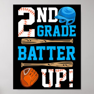 Back To School 2nd Grade Batter Up Baseball First  Poster