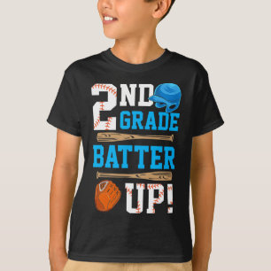 Back To School 2nd Grade Batter Up Baseball First  T-Shirt