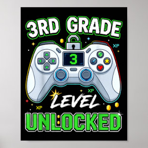 Back to school 3rd grade boys gamer first day poster