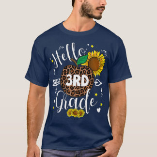 Back To School 3rd Grade Leopard Print Sunflower T T-Shirt