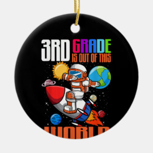 Back to School 3rd Grade Out of this World Space Ceramic Ornament