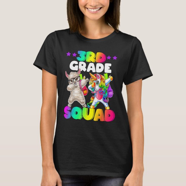 Back To School 3rd Grade Squad Dabbing Unicorn She T-Shirt (Front)