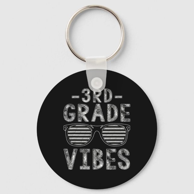 Back To School 3rd Grade Vibes Third Grade Teacher Keychain (Front)
