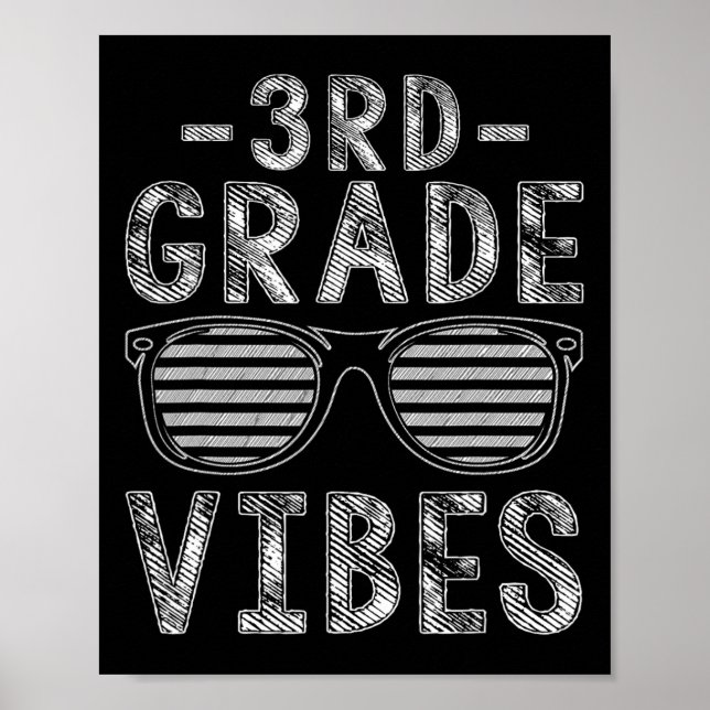 Back To School 3rd Grade Vibes Third Grade Teacher Poster (Front)
