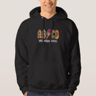 Back To School 4th Grade ABCD Rock Tie Dye Leopard Hoodie