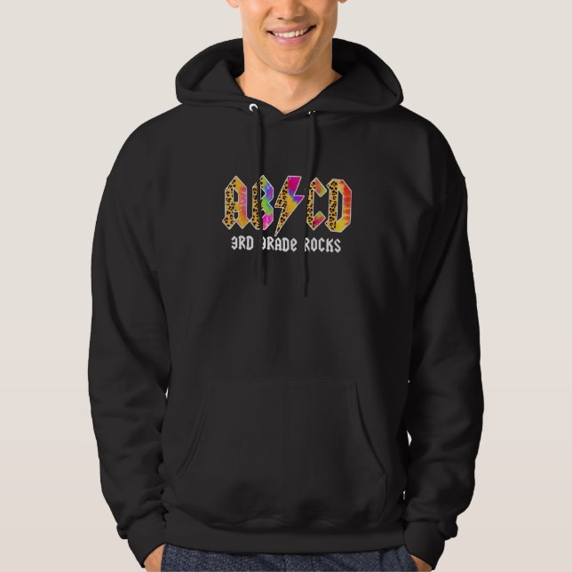 Back To School 4th Grade ABCD Rock Tie Dye Leopard Hoodie (Front)