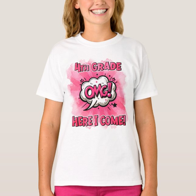Back To School 4th Grade Comic Style T-Shirt (Front)