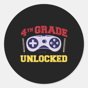 Back To School 4th Grade Level Unlocked Video Game Classic Round Sticker