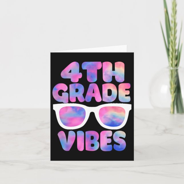 Back To School 4th Grade Vibes First Day Teacher  Card (Front)