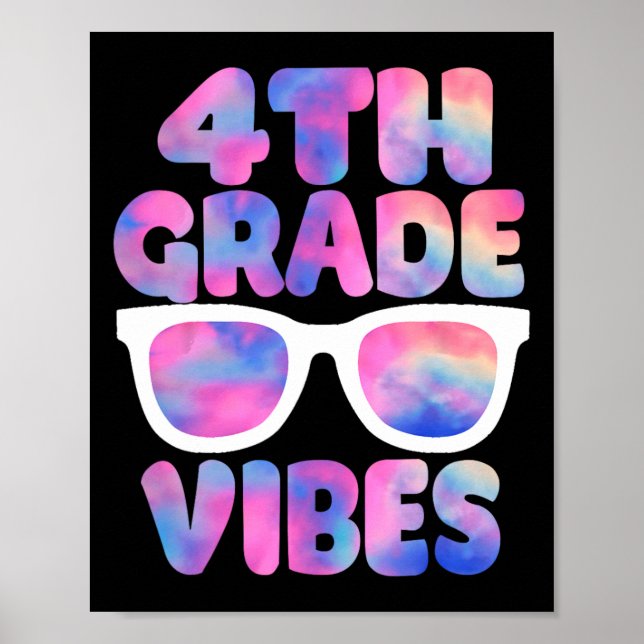 Back To School 4th Grade Vibes First Day Teacher  Poster (Front)