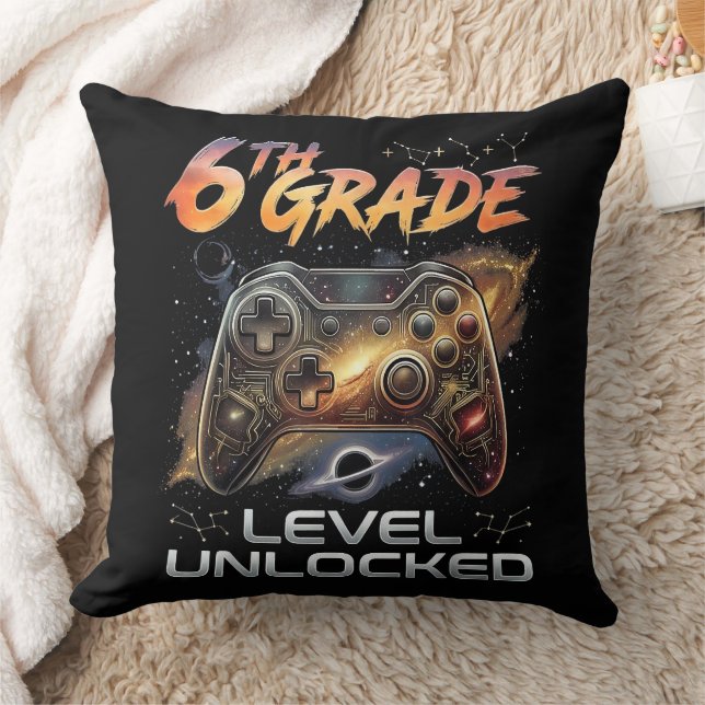 Back to School 6th Grade Boys First Day School Throw Pillow (Blanket)