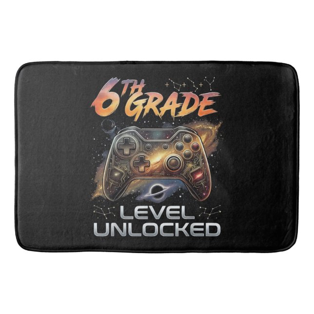 Back to School 6th Grade Gamer First Day School Bath Mat (Front)
