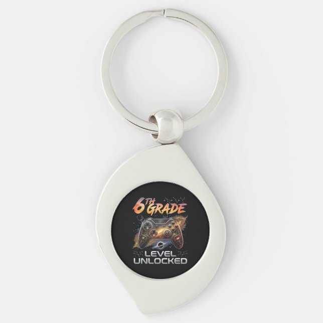 Back to School 6th Grade Gamer First Day School Keychain (Front)