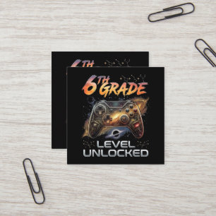 Back to School 6th Grade Gamer First Day School Square Business Card