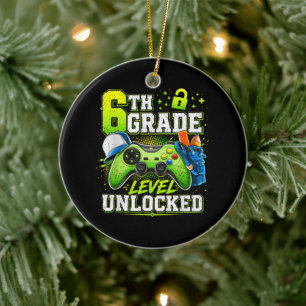 Back to School 6th Sixth Grade Level Unlocked Ceramic Ornament