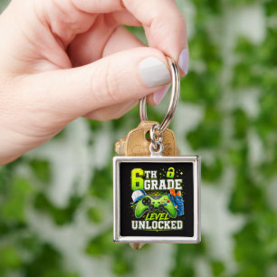 Back to School 6th Sixth Grade Level Unlocked Keychain
