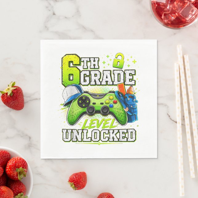 Back to School 6th Sixth Grade Level Unlocked Napkin (Insitu)