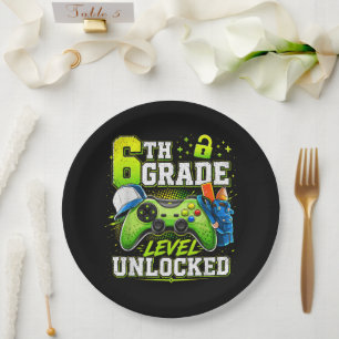 Back to School 6th Sixth Grade Level Unlocked Paper Plate