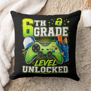 Back to School 6th Sixth Grade Level Unlocked Throw Pillow