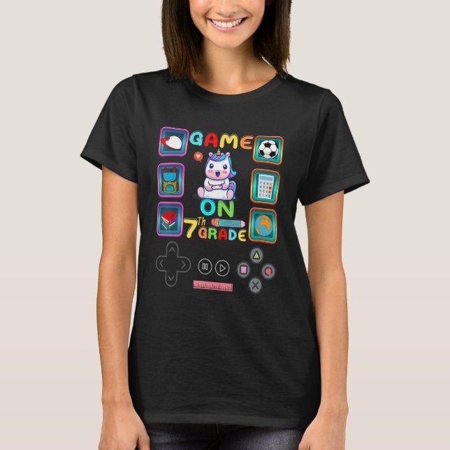 Back to School 7Th Grade Game On Unlocked Level 7  T-Shirt (Front)