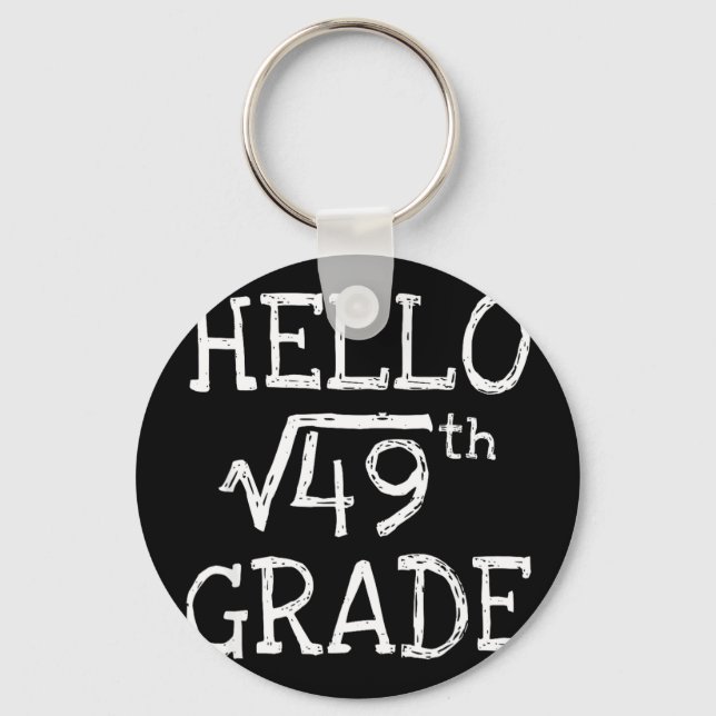 Back to school 7th grade square root of 49 math keychain (Front)
