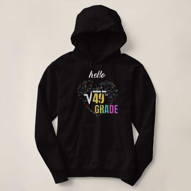 Back to school 7th Grade Square Root of 49 math ki Hoodie (Design Front)