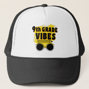 Back To School 9th Grade Vibes Shirt First Day Kid Trucker Hat
